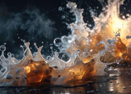 Boiling water with steam bubbles and condensate, steam bubble, water vaporization, boiling point