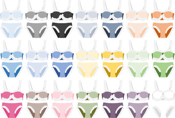 レディース下着上下セットのイラストセット