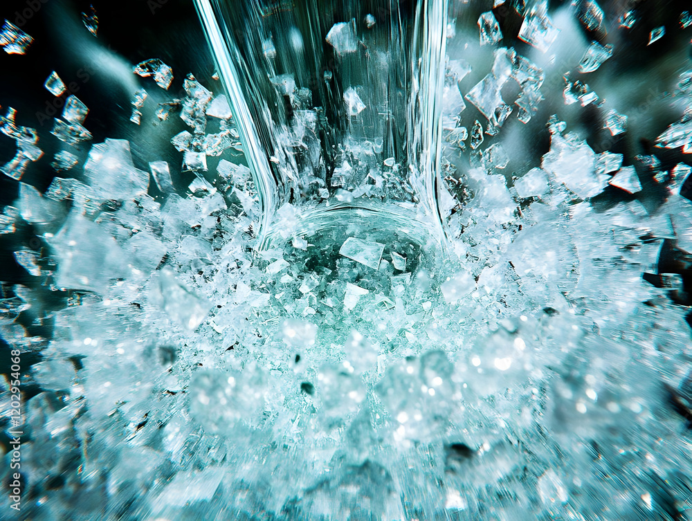 Aufkleber abstract turquoise crystal explosion with dynamic light and motion blur effect.