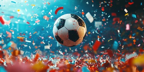 Fototapeta premium Soccer Ball in Confetti