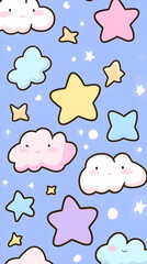 Cute Cloud and Star Illustration
