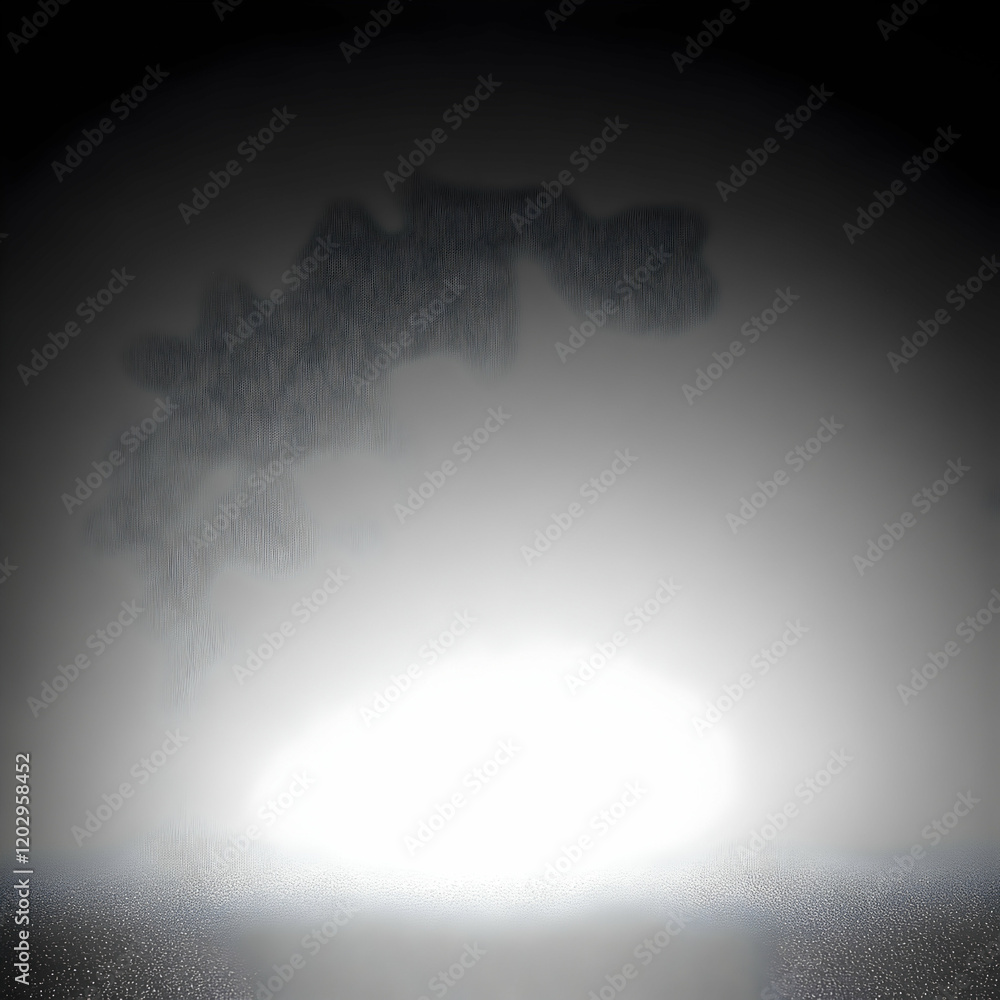 Poster abstract background features a dark cloud hovering over a bright horizon with subtle texture.