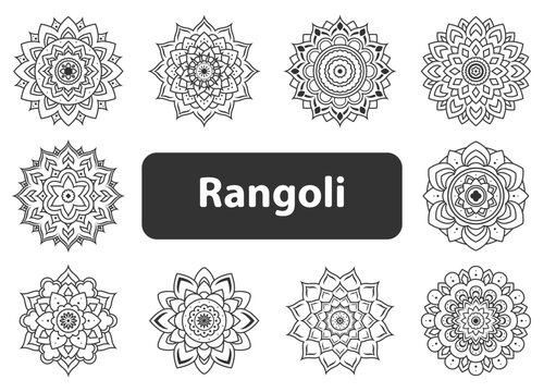 set of holi festival icons