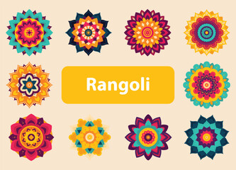 set of holi festival icons