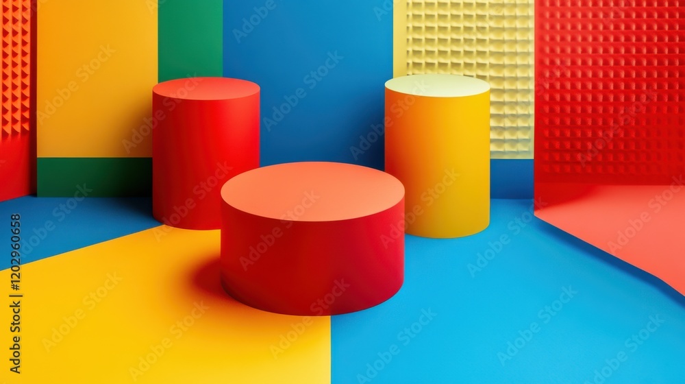 Poster colorful geometric shapes and patterns create a vibrant, playful backdrop for design projects