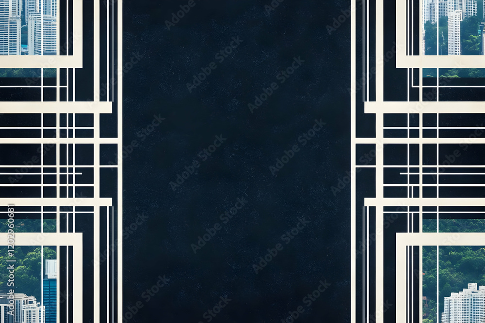 Poster abstract architectural design with cityscape reflections and geometric patterns creates a modern urb