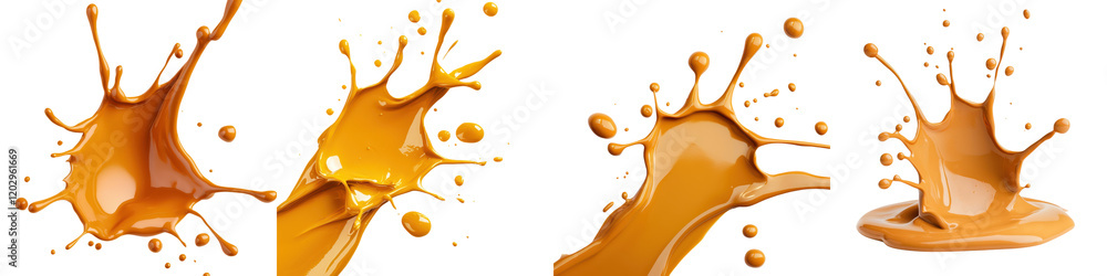 Poster vibrant orange liquid splash abstract art background with flowing droplets dripping patterns and ene