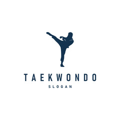 black silhouette design of martial art sport logo taekwondo karate with simple minimalist concept of sports branch template