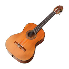 Fototapeta premium Wooden Acoustic Guitar on White Background for Music and Melody