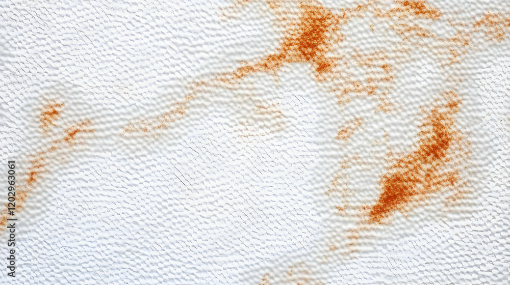 Poster white textured surface with rust stains shows a close-up of a weathered wall with rough texture.