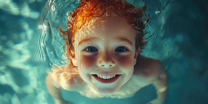 Swimming boy in pool
