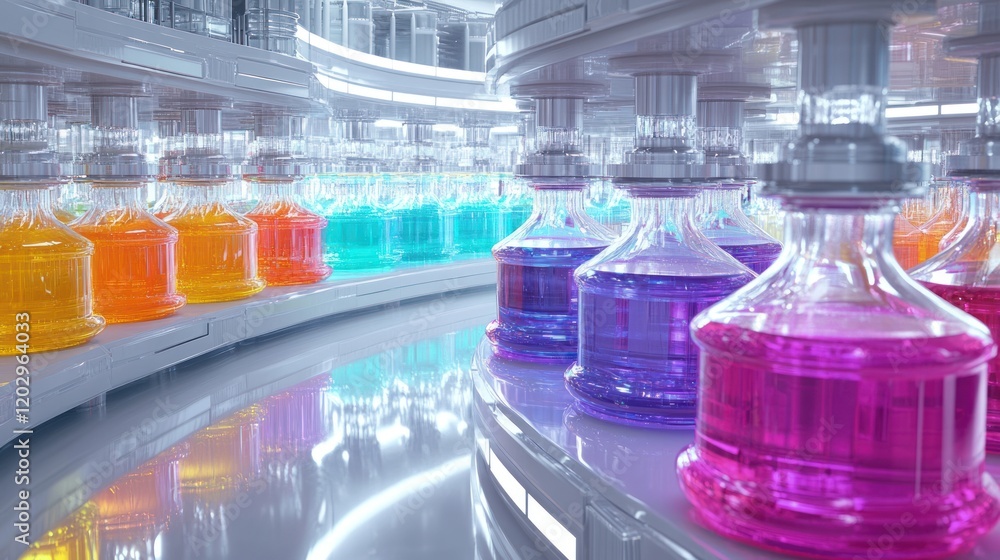 Aufkleber colorful liquids in automated laboratory system