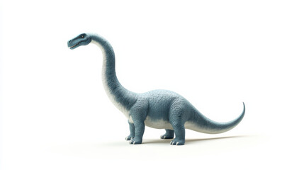 Fototapeta premium A gentle brachiosaurus stretching its long neck, soft blue and gray gradient skin tones, minimal patterning