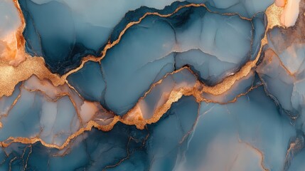 A vibrant abstract pattern with electric blue and teal marble swirls interspersed with bright gold streaks for a dynamic and opulent vibe Hyper-detailed