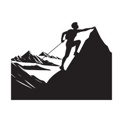 A man climbing mountain
