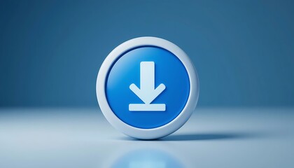 Obraz premium Blue Circular Button with White Arrow on a Blue Background Suggesting Digital Interaction