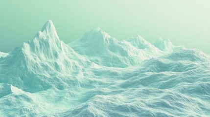 Fototapeta premium Mint Green Mountainscape, Digital Rendering, Serenity, Background