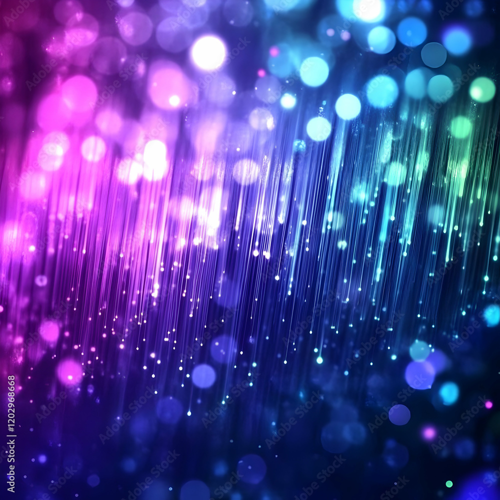 Poster abstract background with colorful light streaks and bokeh effects creates a dynamic visual.