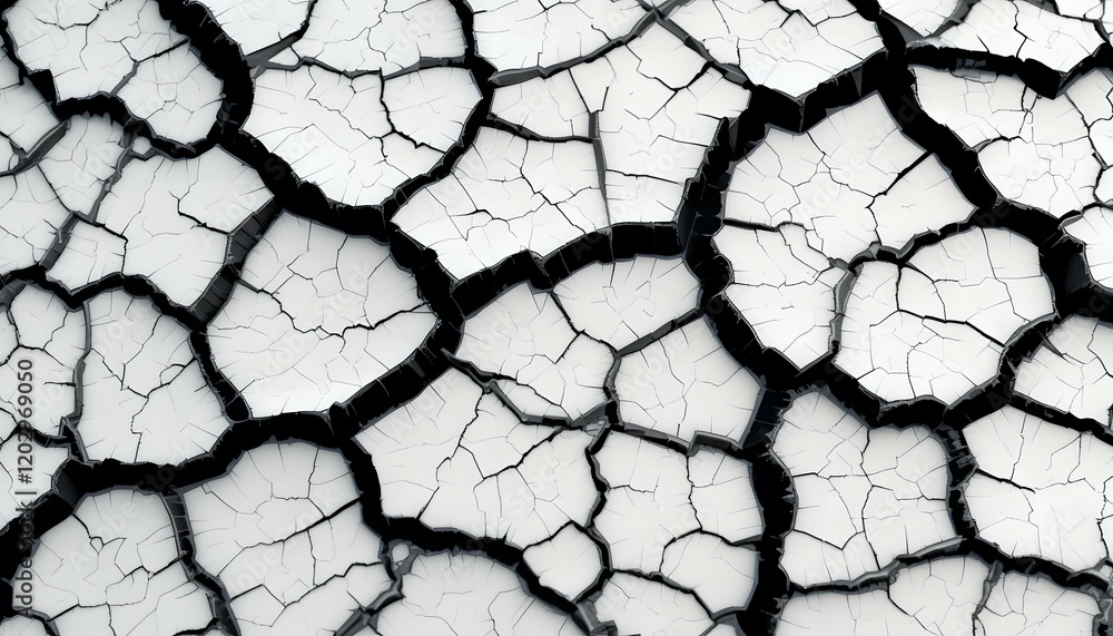Poster a cracked white surface with dark lines forming a network pattern across the entire image plane view