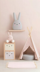 Cozy Nursery Interior Design with Playful Bunny Decor and Furniture Arrangements