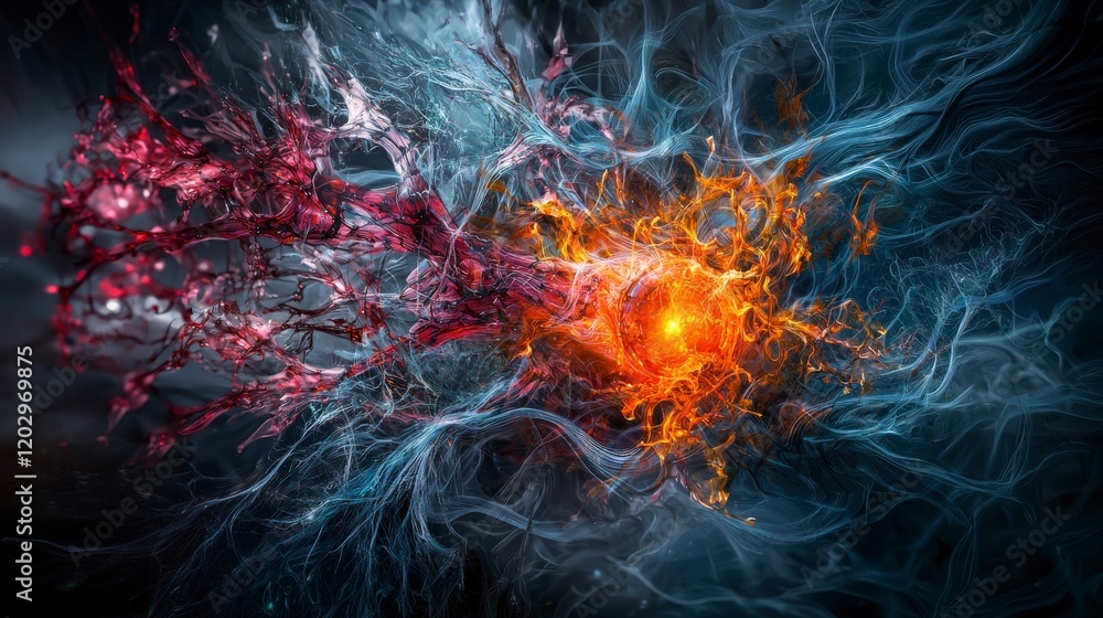 Aufkleber artificial intelligence exploring its soul digital realm abstract art cosmic environment conceptual 