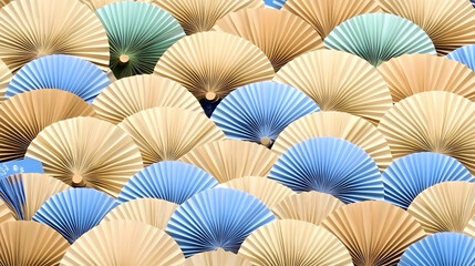 Colorful Paper Fans Overlapping Create a Textured Background Design