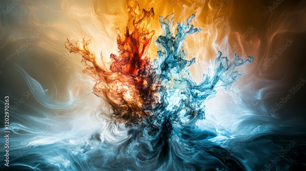 Poster Dynamic fluid art representing beliefs abstract conceptual artwork digital creation vibrant environment artistic perspective