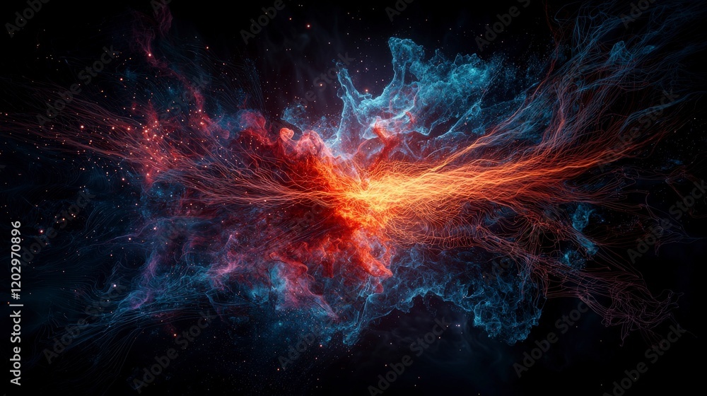 Poster cosmic connection through living energy threads deep space digital art stellar environment abstract 