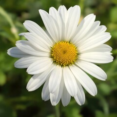 Fototapeta premium Close up of delicate white daisy in a lush green garden, outdoor, fresh