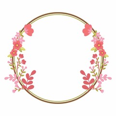 Beauty frame with pink flowers and leaves