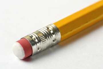 Close-up of a yellow pencil with the eraser end, eraser, yellow pencil, stationery