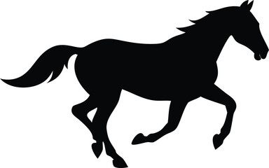 Dynamic Running Horse Silhouette - Vector Graphic