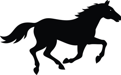Dynamic Running Horse Silhouette - Vector Graphic