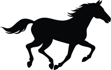 Dynamic Running Horse Silhouette - Vector Graphic