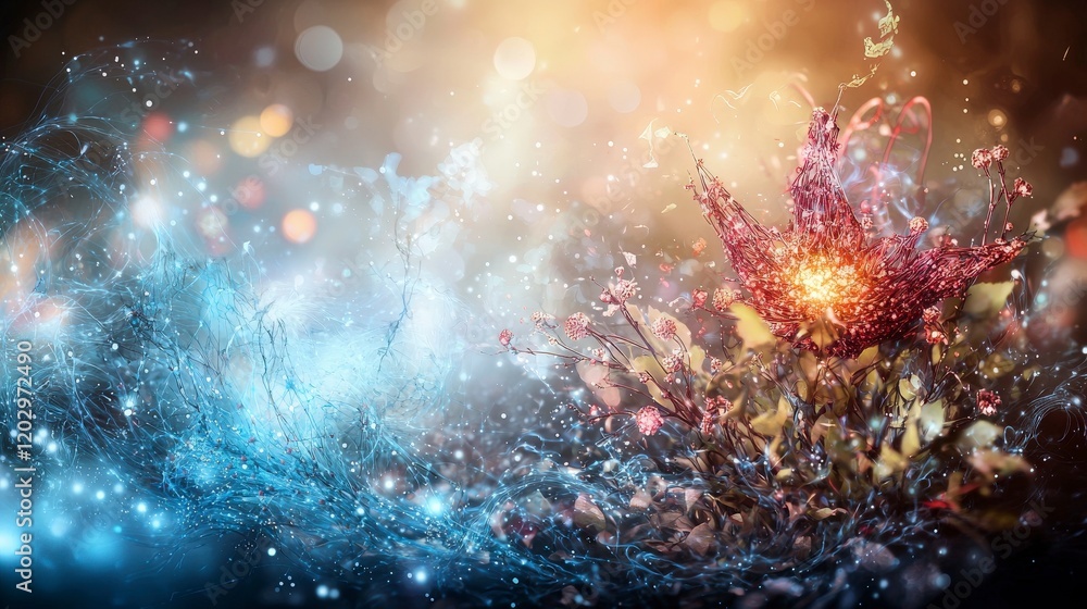 Leinwandbilder dynamic interaction of living and thought particles abstract environment digital art vibrant composi