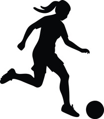 Female Soccer Player Silhouette Vector Art