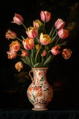 Pink and Yellow Flowers in Vase