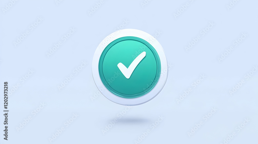 Poster 3d check mark icon shows completion successfully verified with correctly completed task