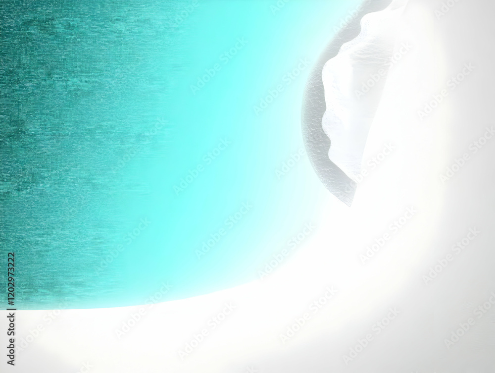 Poster abstract background displays teal and white gradient with subtle texture and light effects.