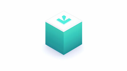 3D Cube with Download Arrow: Isometric Icon Symbolizing Data Transfer Process Efficiently