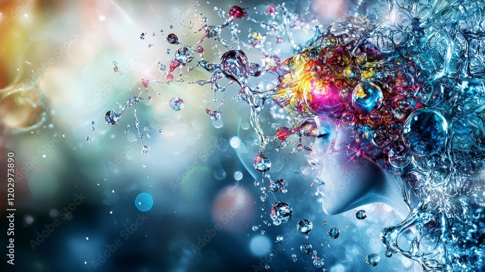 Poster exploring lucid dreaming a surreal journey through the mind dreamscape digital art abstract close-up