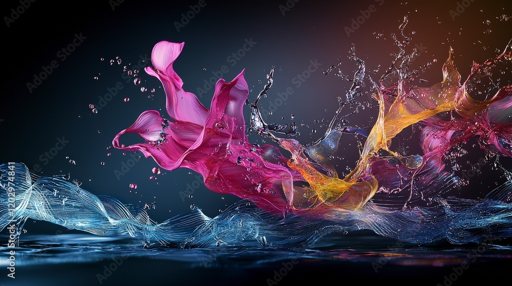 Leinwandbilder Dynamic splash art colorful liquid forms captured in motion studio setting abstract photography vivid and engaging