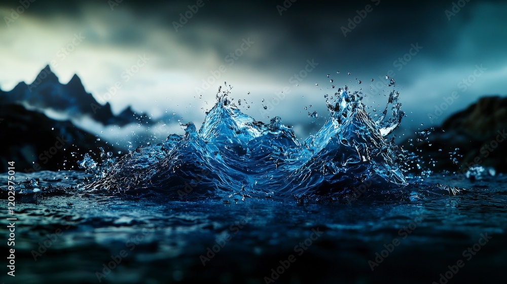 Aufkleber sound waves creating intricate landscapes in turbulent waters nature photography atmospheric close-u
