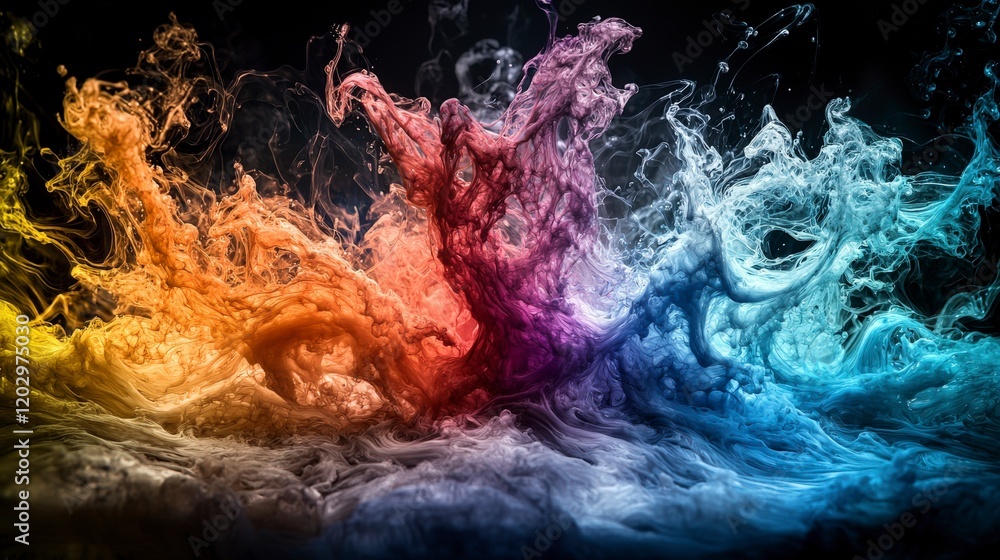 Leinwandbilder vibrant color waves illustrating sound dynamics in abstract art studio digital creation dark atmosph