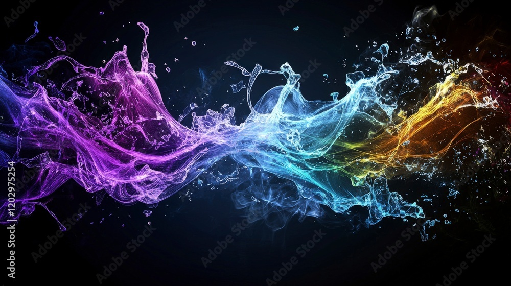 Aufkleber visualizing sound waves colorful liquid dynamics abstract studio digital art dark background creativ
