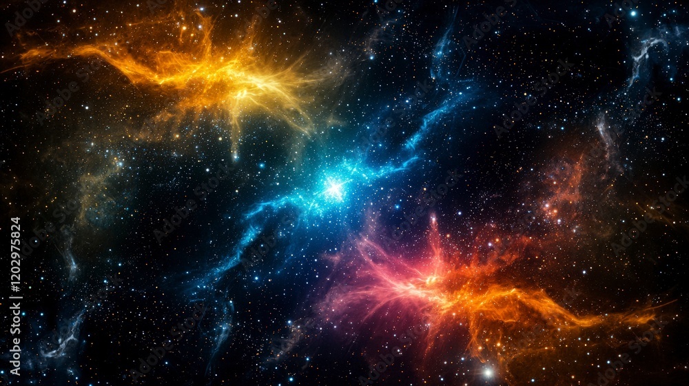 Poster star paths in the sky cosmic events and celestial spectacles in the universe nightscape astronomical