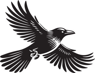 Crow vector illustration in black and white