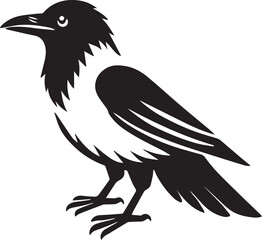 Obraz premium Crow vector illustration in black and white