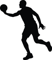Black Silhouette of a Basketball Player - Vector Graphic