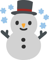 Snowman with hat on white background. 